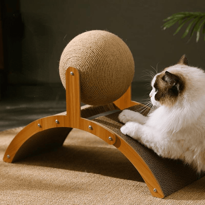 🔥50% RABATT NU!🐱Kattklösboll av naturligt sisal med kartongplatta – perfekt för kattens klösvanor✨