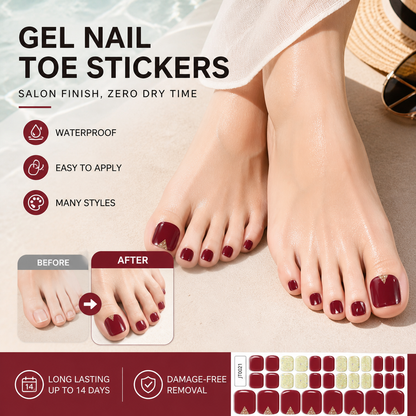 🔥50% RABATT NU!💅Halvhärdad gel‑klistermärken för tånaglar – Enkel och snygg nageldekoration✨