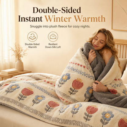 🔥50% RABATT NU!❄️ Dubbelsidigt vintertäcke, lammfleece & mjuk sammet, extra varmt✨