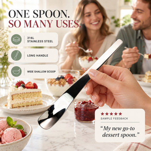🔥🥄50% RABATT NU!✨Lång ergonomisk dessertsked i rostfritt stål🍰