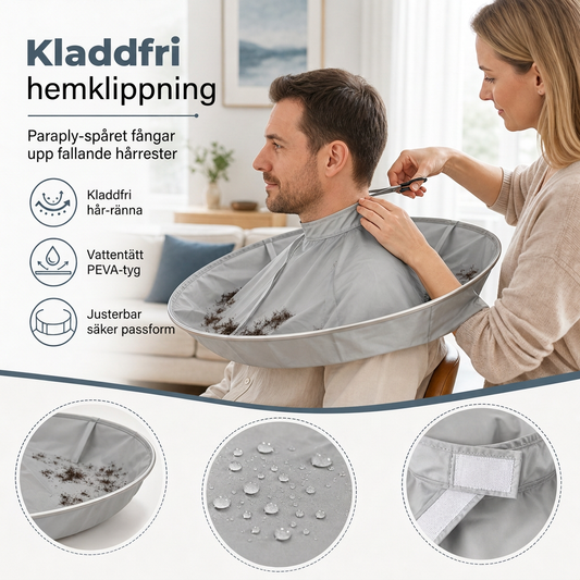 🔥⏳50% RABATT NU!✂️Klippkappa med Håruppsamlare, Vattentät & Vikbar för Hembeskärning Hela Familjen✨