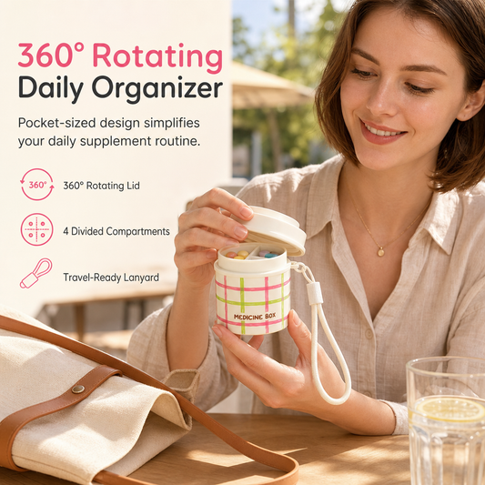 🔥50% RABATT NU! ✨360° roterande tablettbox med flera fack för daglig medicin ✨