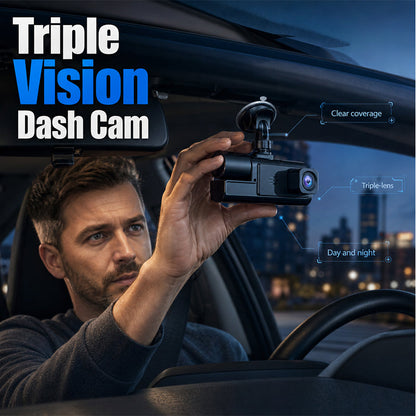🔥50% RABATT NU! 🚗Trippel‑kamera dashcam 1080P med mörkerseende & G‑sensor 📸