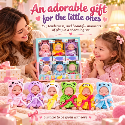 🔥50% RABATT NU! Mini babydockor, sex söta djurmodeller, fin present till barn 🧸🐰✅💥