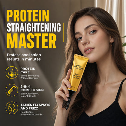 🔥50% RABATT NU! Protein stylingkräm med kam, räta ut håret direkt 💇✨✅💥