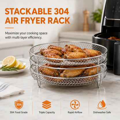 🔥50% RABATT NU! Staplingsbar rostfri luftfritösställning, mer plats för mat 🍟✨✅💥