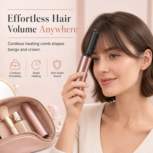 🔥50% RABATT NU! Sladdlös uppvärmd stylingkam för pannlugg, ger omedelbar volym vid hårfästet 💇‍♀️🔥✨✅💥