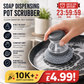 🛒50% RABATT NU! 🧽Rengöringsborste med inbyggd tvål – Ergonomisk, repfri för enkel rengöring av grytor ✨
