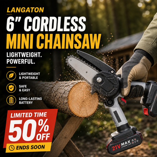 🔥🪓50% RABATT NU!✨6-tums sladdlös minikedjesåg med 2 batterier🌳